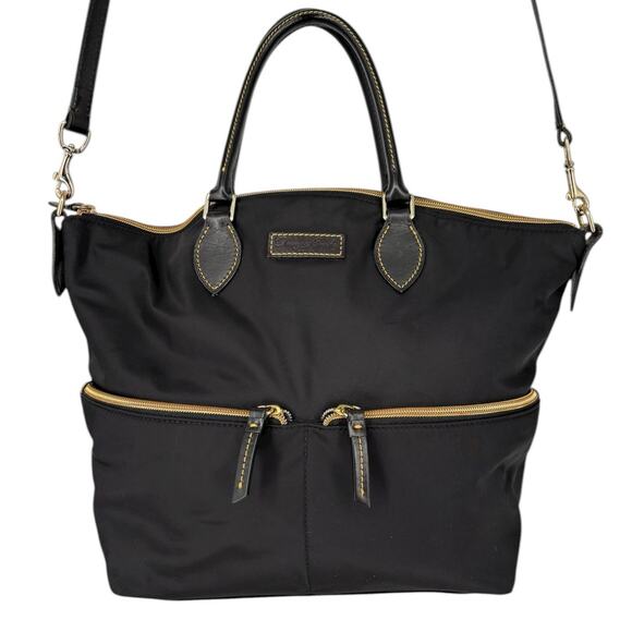 Dooney & Bourke Large Two Pocket Satchel Crossbody Nylon Bag Black Old Money - Picture 1 of 16